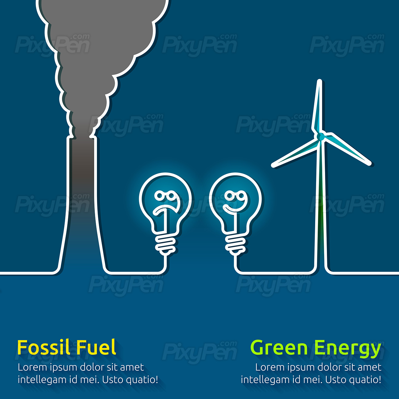 Fossil fuels vs renewable energy - Vector Infographic • PixyPen