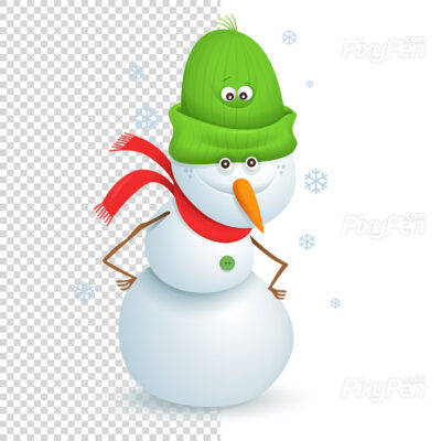 happy snowman cartoon clipart transparent background PNG