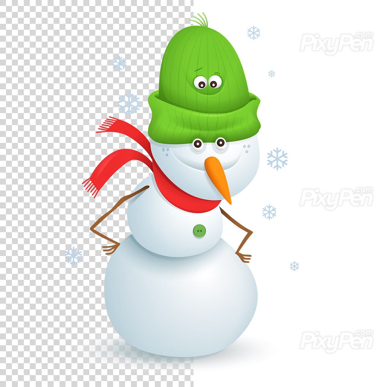 Snowman Clipart On Transparent Background Vector Illustration Pixypen