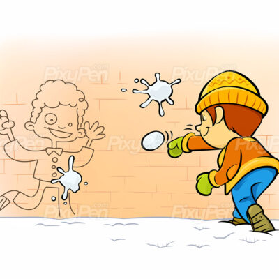 snowball fight cartoon clipart kid