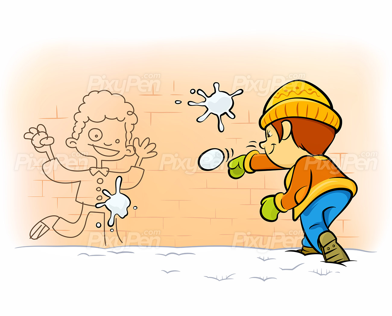 throwing snowballs clipart