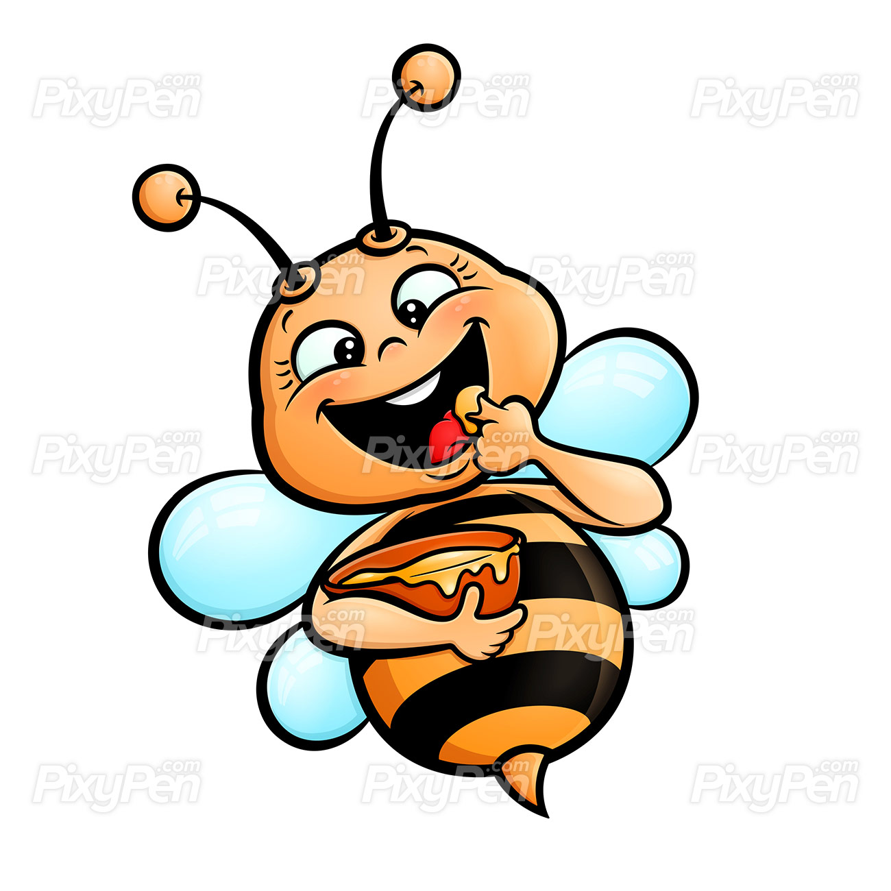 Honey bee cartoon clipart transparent PNG - Vector Illustration • PixyPen