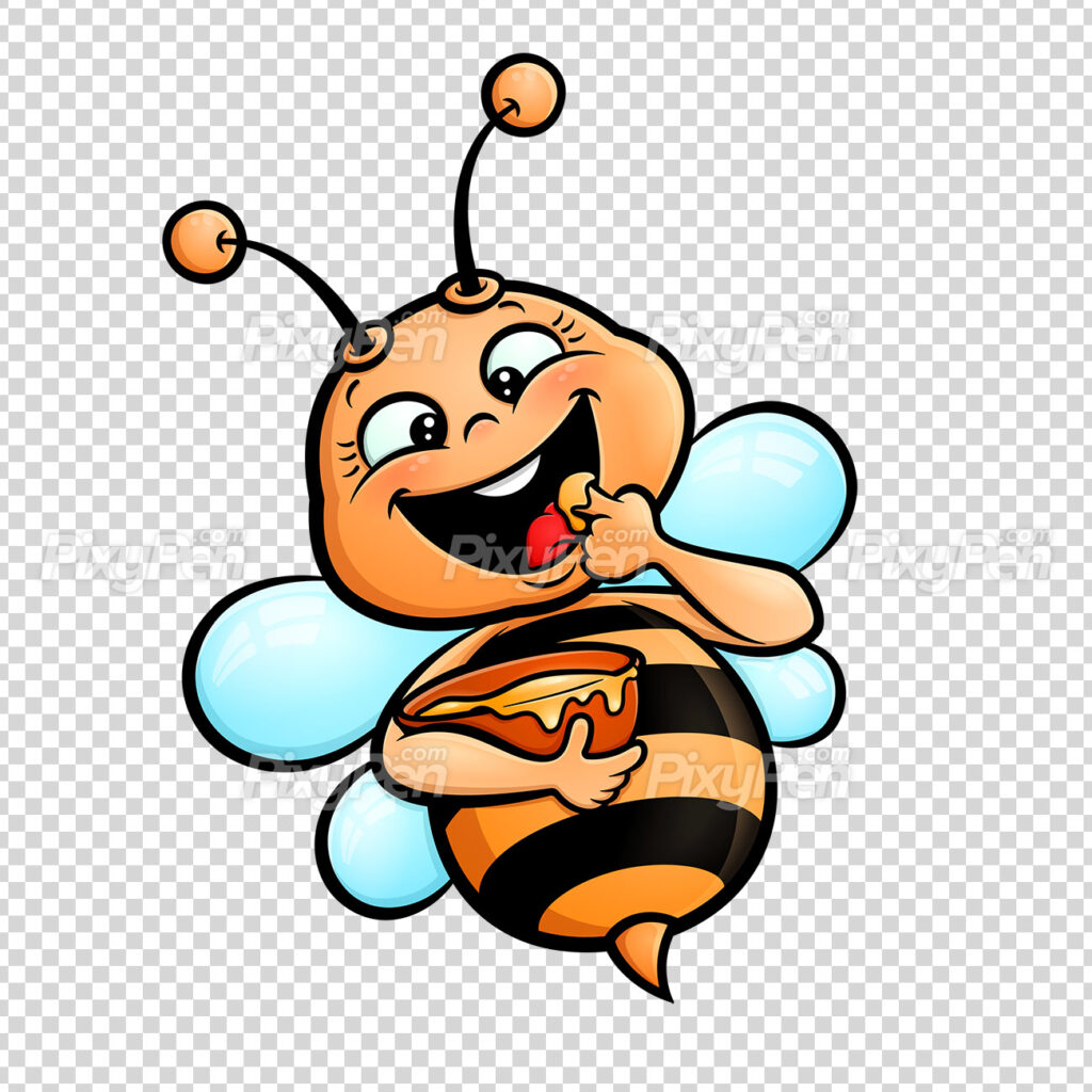 Honey bee cartoon clipart transparent PNG - Vector Illustration • PixyPen