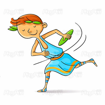 ancient Olympic athlete in ancient Olympic games cartoon clipart - Disc Throw or Discus Throw in ancient Olympic games. - vector EPS and Ai + high-resolution JPEG
