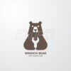 mechanic logo design, car and auto repair shop service logo shows a bear has a wrench