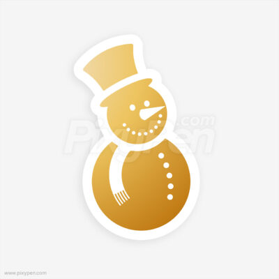 snowman sticker cartoon clipart cutout golden color in Vector and transparent PNG free download