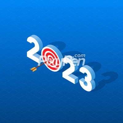 new year target 2023 and goals - vector and JPG image wallpaper banner background concept of success