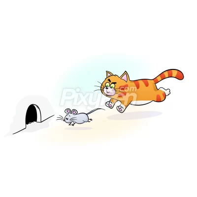 cat chasing mouse cartoon clipart vector