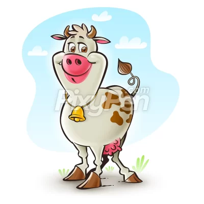happy cute cow cartoon clipart and dairy cattle vector illustration