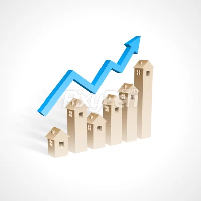 real estate growth forecast concept chart and diagram - vector clipart