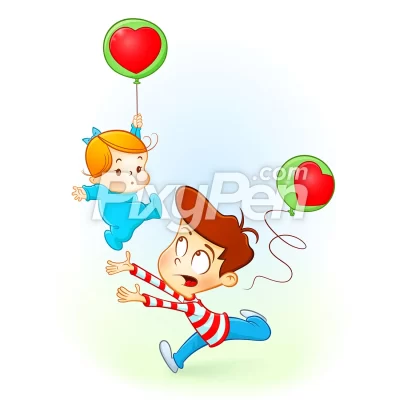 big brother taking care of his baby sister vector cartoon clipart