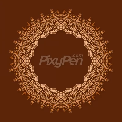 detailed circular flora frame and round pattern eastern vintage style. available in vector EPS and Ai, JPG and transparent PNG