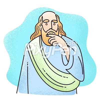 Greek Philosopher Socrates Thinking and Contemplation Vector Cartoon Clipart