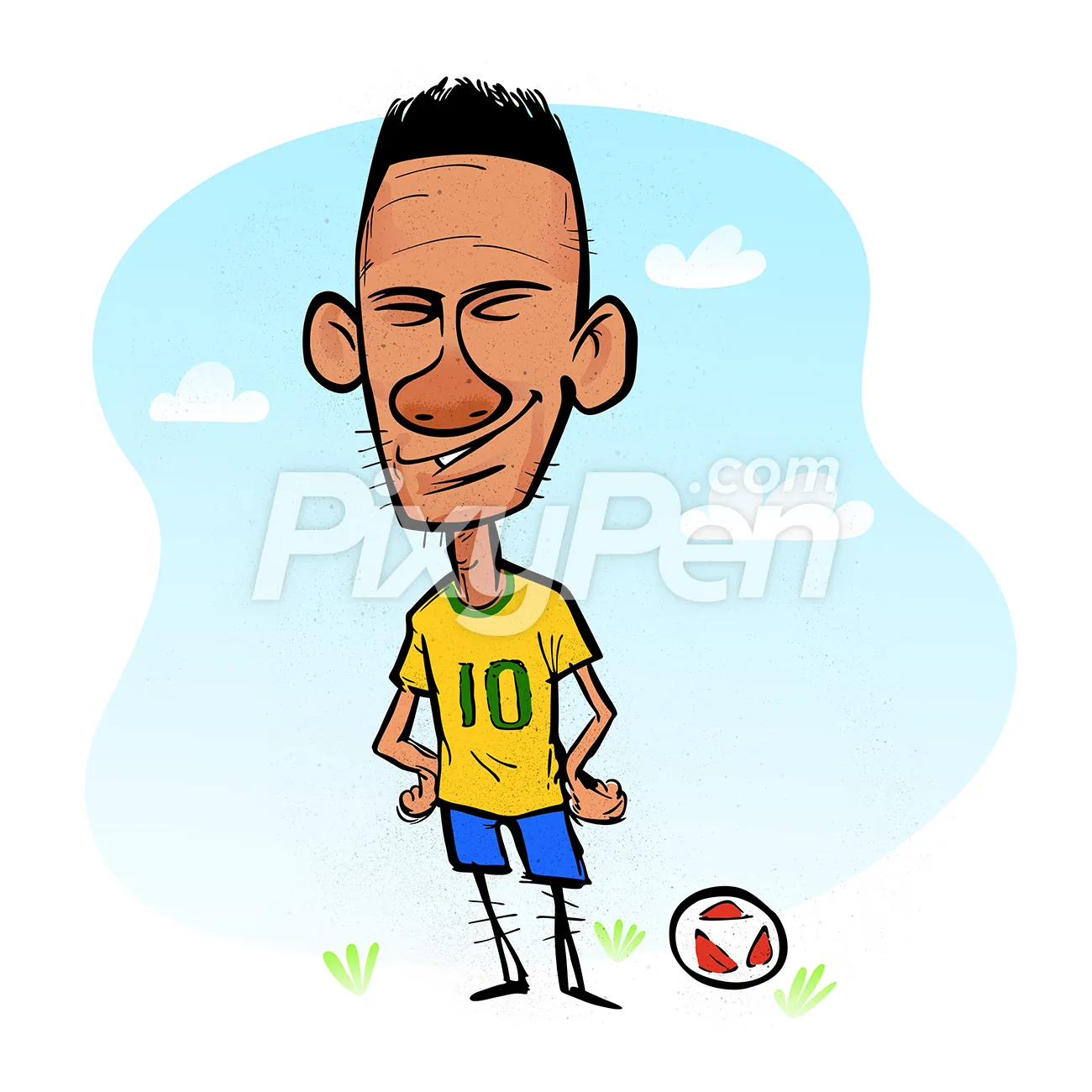 Neymar JR Brazilian Footballer Caricature Cartoon • PixyPen