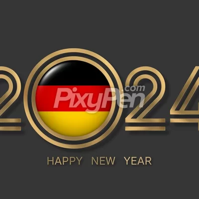 happy new year 2024 Germany with the flag of Germany (German flag)