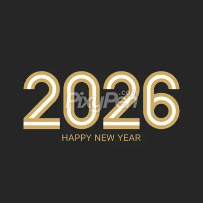 happy new year 2026 PNG clipart with transparent background