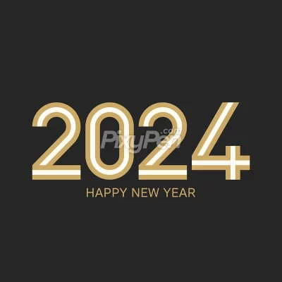 happy new year 2024 PNG clipart with transparent background