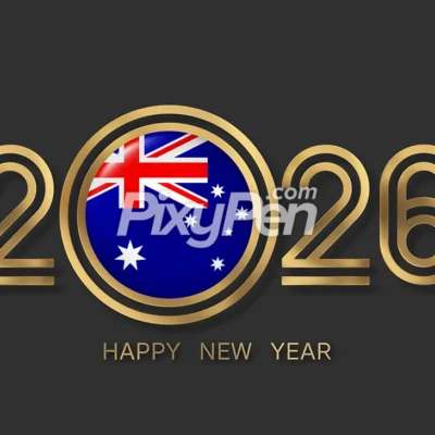happy new year 2026 Australia with flag of Australia (Australian flag)