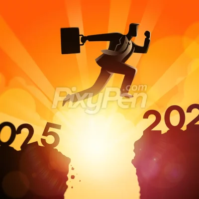 goodbye 2025 hello 2026 concept image wallpaper and background. a businessman jump from 2025 to the new year 2026