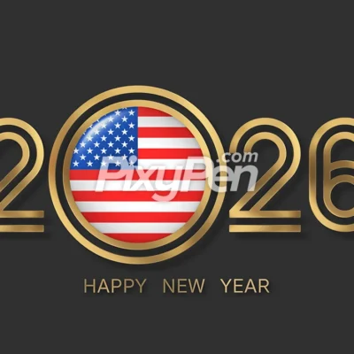 happy new year 2026 USA with flag of United States (American flag)