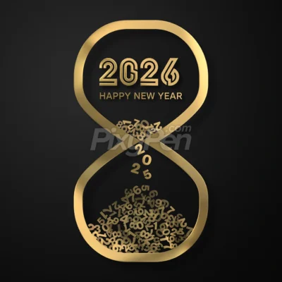a beautiful golden hourglass showing countdown to the new year 2026 and end of the year 2025